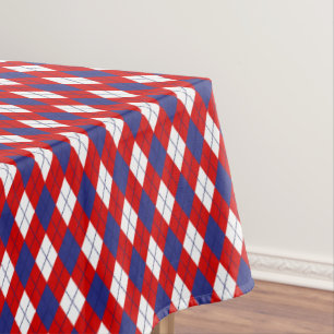 Mantel Rojo, Blanco, Azul Argyle 1-52x70 TABLECLOTH DE AL