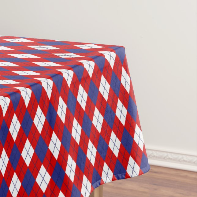 Mantel Rojo, Blanco, Azul Argyle 1-52x70 TABLECLOTH DE AL (In Situ)