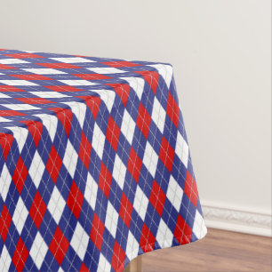 Mantel Rojo, Blanco, Azul Argyle 2-52x70 TABLECLOTH COTTT