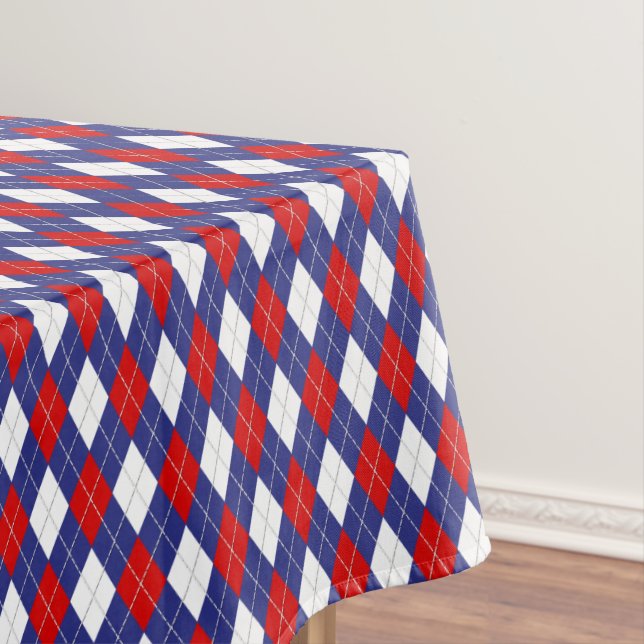 Mantel Rojo, Blanco, Azul Argyle 2-52x70 TABLECLOTH COTTT (In Situ)
