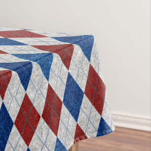 Mantel Rojo, Blanco, Azul Argyle Julio 4 Purpurina