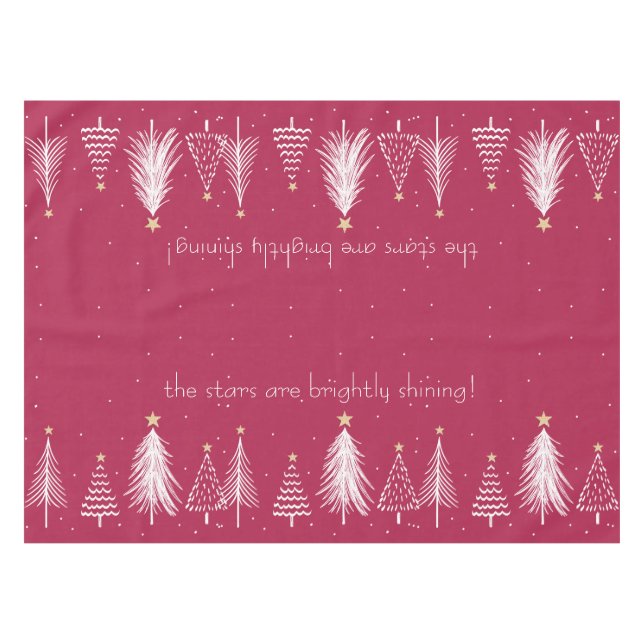 Mantel Rojo con árbol blanco de Navidad (Frente (Horizontal))