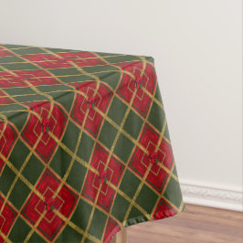 Mantel Rojo de vacaciones, verde y dorado brillo geométri
