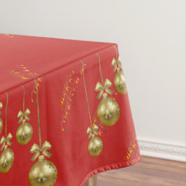 Mantel rojo del navidad del diseño de la chuchería