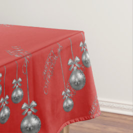 Mantel rojo del navidad del diseño de plata de la