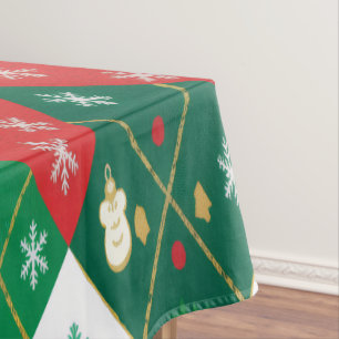 Mantel Rojo festivo y verde Argyle Alegría Navidad