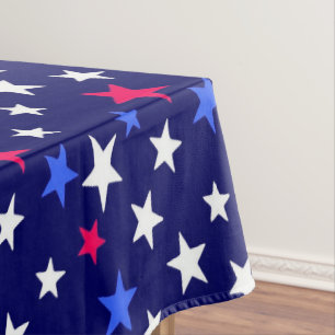 Mantel Rojo Intenso, Azul Patriótico y Estrellas Blancas
