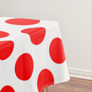 Mantel Rojo sobre puntos de polka de gran tamaño blanco