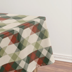 Mantel rojo verde y geométrico beige