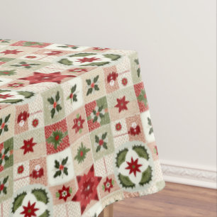 MANTEL ROJO VINTAGE Y PARCHE DE NAVIDAD VERDE