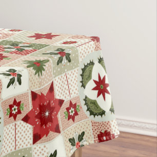 MANTEL ROJO VINTAGE Y VERDE PARCHEADO DE NAVIDAD