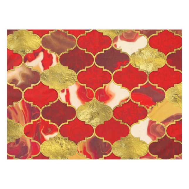 Mantel Rojos de barriles marroquíes y oro (Frente (Horizontal))