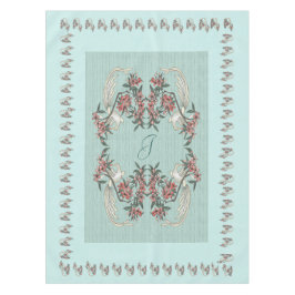 Mantel Romance de la seda con Monograma 52" x 70" Aqua