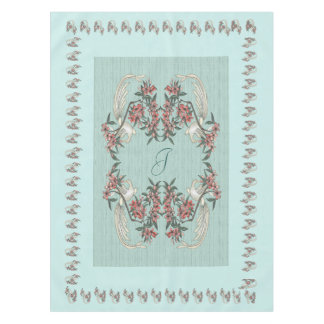 Mantel Romance de la seda con Monograma 52" x 70" Aqua