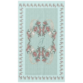 Mantel Romance de la seda con monograma 60" x 104" Aqua