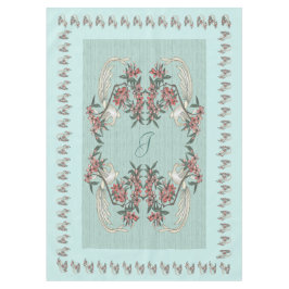 Mantel Romance de la seda con Monograma 60" x 84" Aqua