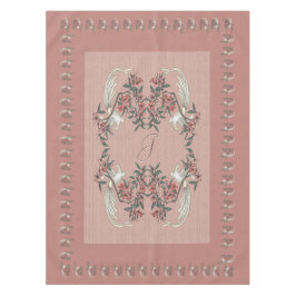 Mantel Romance de la seda con monograma de 52" x 70"