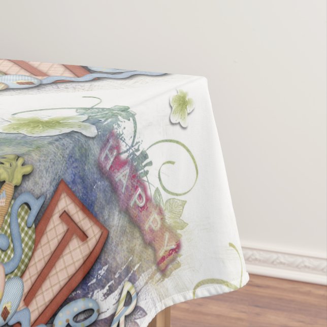 Mantel Romantic Happy Easter Bunny Greet Tablecloth (In Situ)