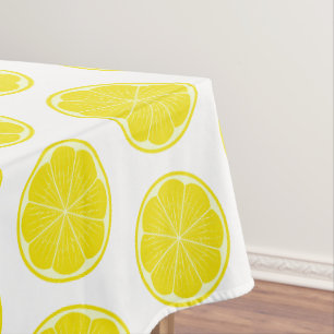 Mantel Ronda de Fruta de Limón Amarillo Botánico Mediterr