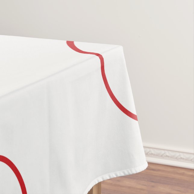 Mantel Ropa de mesa blanca con círculos rojos (In Situ)