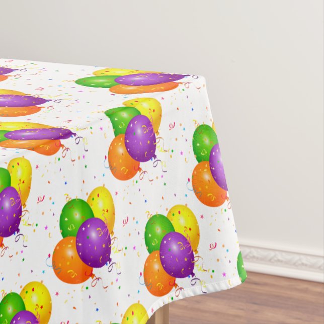 Mantel Ropa de mesa de cumpleaños con globos y confetti (In Situ)