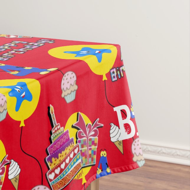 Mantel Ropa de mesa, feliz cuarto cumpleaños, #4 rojo (In Situ)