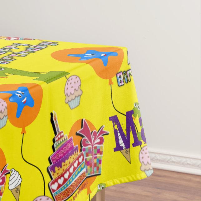 Mantel Ropa de mesa, feliz primer cumpleaños, #1 amarillo (In Situ)