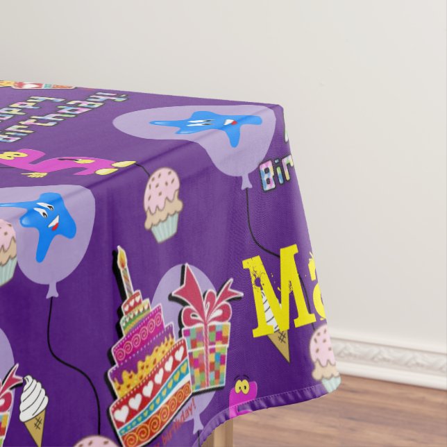 Mantel Ropa de mesa, Feliz quinto cumpleaños, #5 púrpura (In Situ)