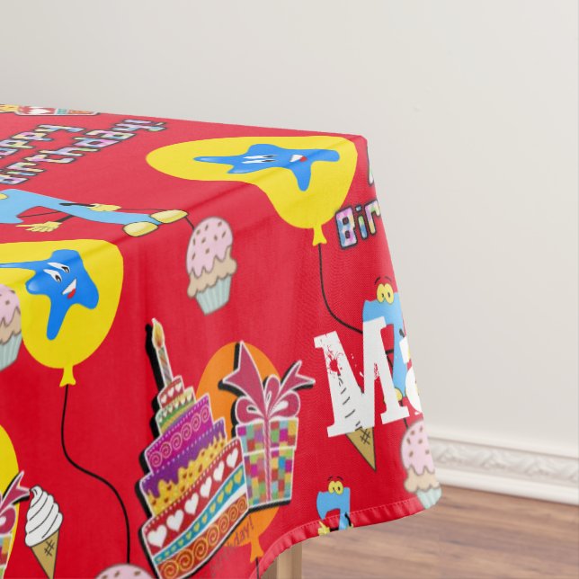 Mantel Ropa de mesa, feliz séptimo cumpleaños, #7 rojo (In Situ)