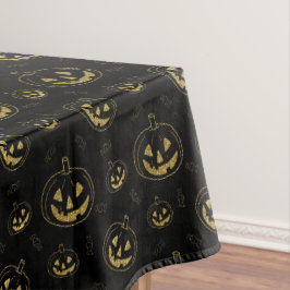 Mantel Ropa de mesa Halloween de calabaza negra y dorada