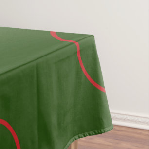 Mantel Ropa de mesa verde con círculos rojos