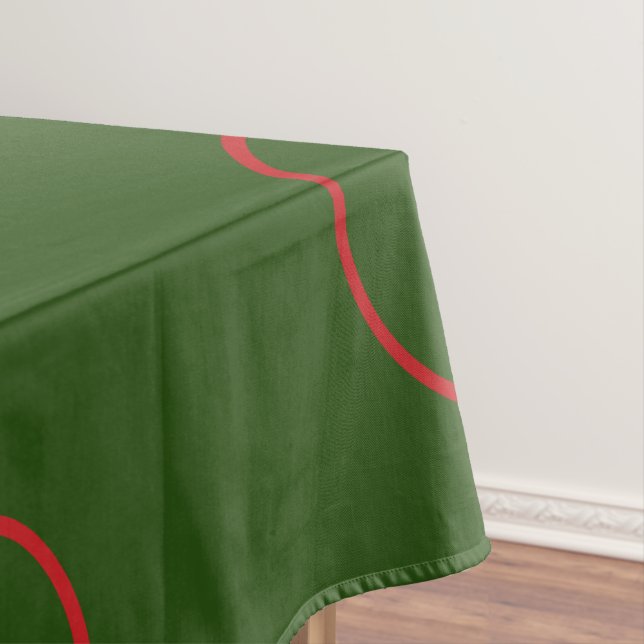 Mantel Ropa de mesa verde con círculos rojos (In Situ)