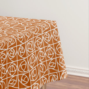 Mantel Rosa Art Decó Cuadrados naranja Floral Estilizado