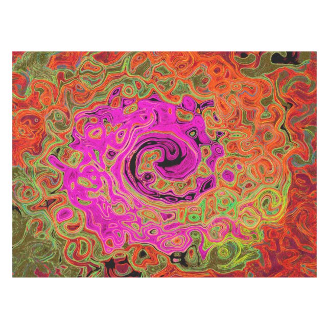 Mantel Rosa Caliente Groovy Abstracto Retro Torbellino Lí (Frente (Horizontal))