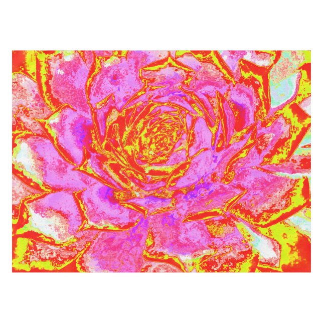 Mantel Rosa caliente, rojo y amarillo suculento rosette s (Frente (Horizontal))