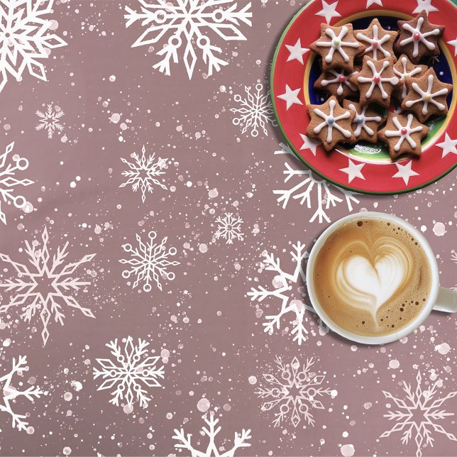 Mantel Rosa de copos de nieve blancos rosa (Subido por el creador)