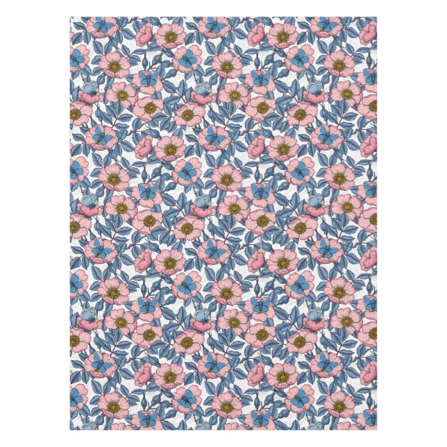 Mantel Rosa de perro y mariposas (Anverso)