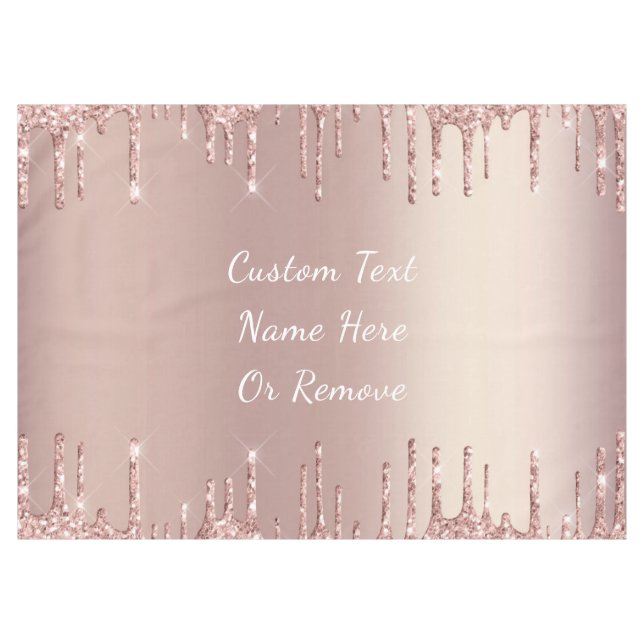 Mantel Rosa Purpurina de oro Personalizado Nombre de text (Frente (Horizontal))