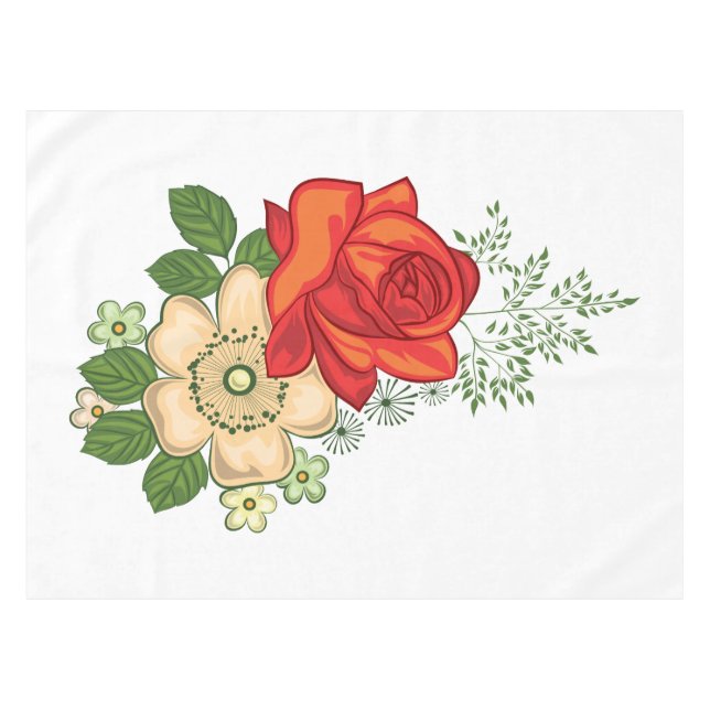 Mantel Rosa Roja y Margaritas (Frente (Horizontal))
