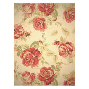 Mantel Rosa rojo, crema, impresión floral antigua del