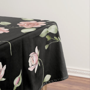 Mantel Rosa Rubor Acuarela Floral Negro