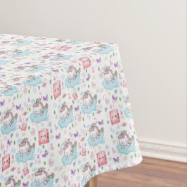 Mantel Rosa, Unicornio Azul Arcoíris Gato