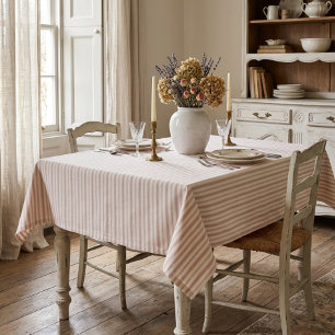 Mantel Rosa Vintage y Rayas de Crema País Francés