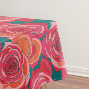 Mantel Rosas abstractas en tonos de rosa, rojo y naranja