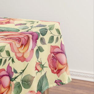 Mantel Rosas acuarela en tonos coral y magenta