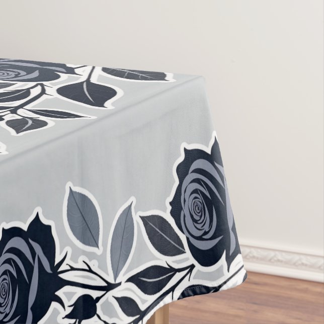 Mantel Rosas Azules Oscuras Con Hojas Plateadas (In Situ)