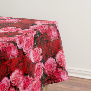 Mantel ROSAS BRICK, TABLECLOTH DE ALGODÓN PINK-RED-52x70