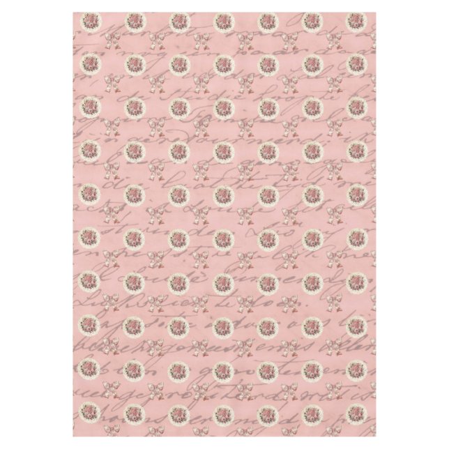 Mantel Rosas de época Tabletas de letras antiguas (Anverso)