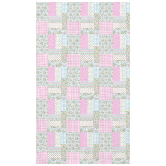 Mantel Rosas de perros rosados bonitos Faux Patchwork (Anverso)