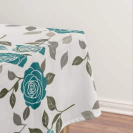 Mantel Rosas Dibujadas En Azules Y Verdes Suaves